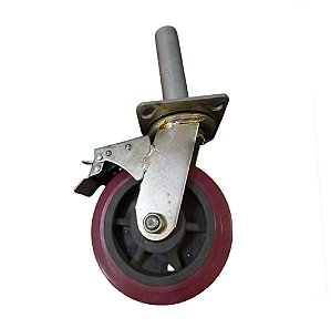 RODA PARA ANDAIME 6'' COM ROLAMENTO PU C/ TRAVA P/ ANDAIME