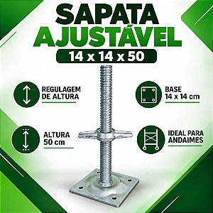 Sapata Ajustável 50cm Andaime Tubular Regulável Galvanizada