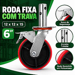 Kit 4 Roda Ajustável Para Andaime 6" PU Com Rolamento e Trava | Flexo
