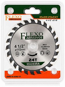 Disco Serra Madeira 4.1/2" 24 dentes Flexo 115mm 5 e 10 und