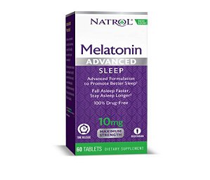 Melatonin 10mg Advanced Sleep 60 tabs  Profundo Insônia Natrol - Eua