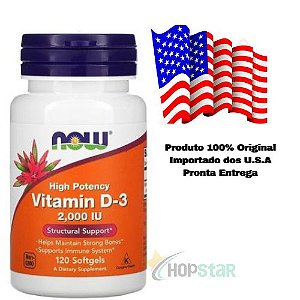 Vitamina D3 2.000 iU 120 Softgels Now Foods - Eua