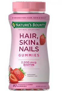Hair Skin & Nails Nature's Bounty 90 Gomas - Com Biotina Eua