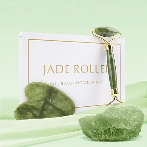 Massageador Facial Natural Rolo de Rosto Gua Sha Raspador de Cabeça Dupla Rolo