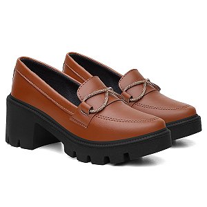 Mocassim Salto Tratorado Brilho Diversas Cores Estilo Oxford