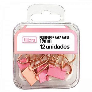 Prendedor Para Papel Binder 19mm 12 Unidades Rosa Pastel Tilibra