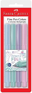 Caneta Fine Pen Colors Tons Pastel 0.4mm 4 Cores Faber-Castell