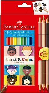 Ecolapis de Cor Caras & Cores 12 + 3 Faber-Castell