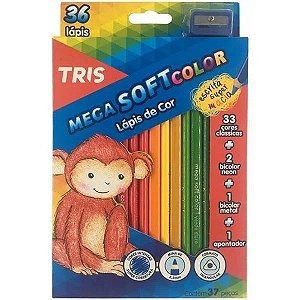 Lápis de Cor Mega Soft Color 36 cores da Tris
