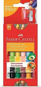 Giz de Cera Bicolor 6 Gizes 12 Cores Faber-Castell