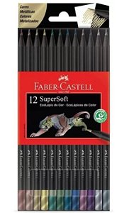 Lápis De Cor Faber Castell Super Soft 12 Cores Metalizadas