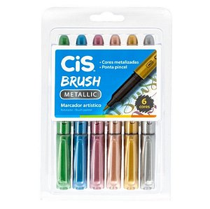 Marcador Artístico Metallic Cis Brush 6 cores
