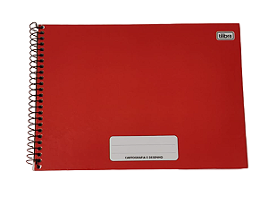 Caderno de Cartografia e Desenho Espiral Capa Dura Vermelho 80 Folhas