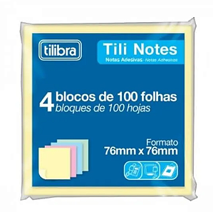 Bloco Adesivo Tili Notes 76X76 4 Cores 286281 TILIBRA