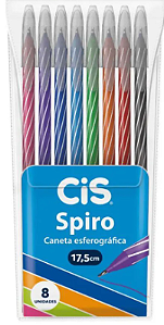 Caneta Esferográfica Cis Spiro 0.7mm Kit com 8 Cores