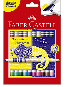 Canetinha Bicolor 12 Canetinhas = 24 Cores Faber Castell