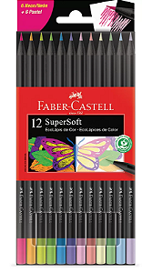 Caixa de lápis de cor com 12 cores (6 cores pastel + 6 cores Néon) Faber castell