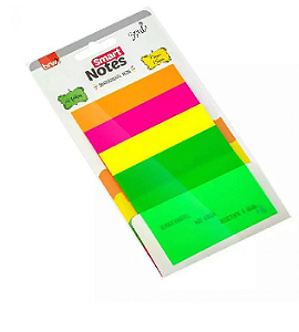 Bloco Recado Adesivo Smart Notes Transparente Neon 40Fls Brw