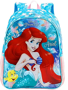 Mochila Infantil Princesa Sereia Ariel Disney Costas Tam G - Xeryus