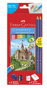 Caixa de Lápis de Cor 12 Cores + 2 Lápis + Apontador + Borracha Faber-Castell