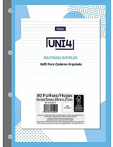 Refil Para Caderno Argolado Uni4 80F Foroni