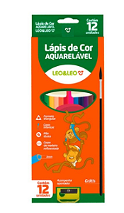Lápis de Cor Aquarelável 12 Cores Sextavado Leo e Leo