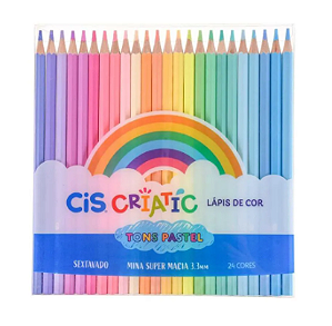 Lápis de Cor 24 Cores Tons Pastel Sextavado - Cis