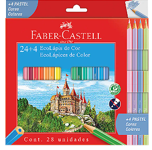 Lápis de Cor EcoLápis 24 Cores + 4 Cores Pastel - Marca Faber-Castell
