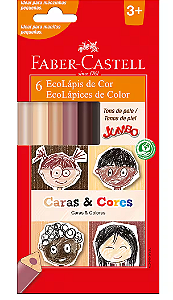 Lápis de Cor Jumbo 6 Cores Caras e Cores Tons de Pele - Faber Castell