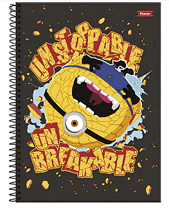 Caderno Capa Dura Espiral 1 Matéria 80 Folhas Universitário Minions Meu Malvado Favorito - Marca Foroni