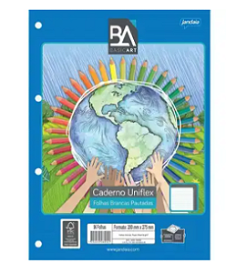 Caderno Flex Uniflex Branco Com Pauta 200x275mm 80 Folhas Basic - Jandaia Art