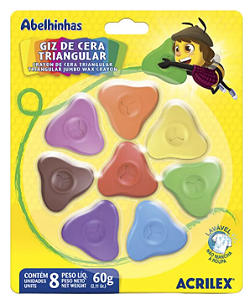 Giz De Cera Triangular Acrilex - 8 Cores