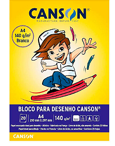 Bloco de Desenho A4 Branco 140g 20 Folhas - Canson