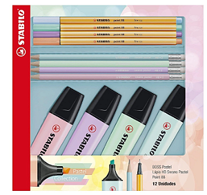 Kit Stabilo Boss Pastel + Point 88 + Lápis hb Swano Pastel - Stabilo