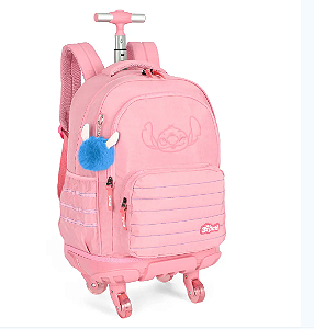 Mochila De Rodinha Lilo Stitch Salmão - Luxcel