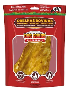 Petisco Mastigável Dog Goods Orelha Bovinas com Cobertura de Paste de Frango para Cães