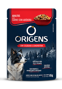 Sachê Origens para Cães Adultos Sabor Carne com Abóbora 85g