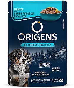 Sachê Origens para Cães Filhotes Sabor Carne e Frango com Batata-Doce 85g