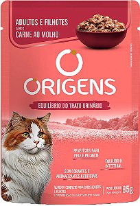 Sachê Origens para Gatos Adultos e Filhotes Sabor Carne ao Molho 85g