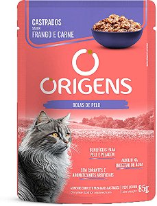 Sachê Origens para Gatos Castrados Sabor Frango e Carne 85g