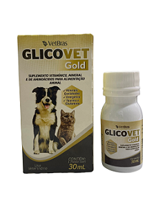 Suplemento Vitamínico VetBras Glicovet Gold em Gotas para Cães e Gatos 30ml