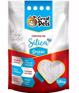 Areia Higiênica Great Pets Grossa Sílica Cristal para Gatos 1,6 kg