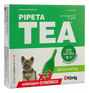 Combo Antipulgas Antiparasitário Tea Pipeta 0,7ml para Cães de 0,6 até 5 kg