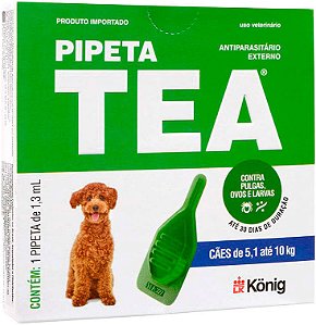 Combo Antipulgas Antiparasitário Tea Pipeta 1,3ml para Cães de 5,1 até 10 kg