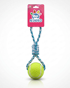 Brinquedo Mordedor Corda Bola e Nó Puxador para Cães - Cores Sortidas