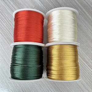KIT NATAL - 4 Cordão Cetim 1mm (50m cada)