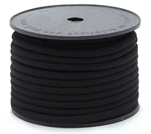 Cordão São José 6mm PRETO - Algodão Trançado COM ALMA