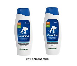 Shampoo Pet Cetodine 500ml Cetoconazol Antifúngico Kit 2un