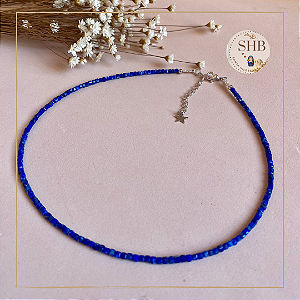 Choker – Lápis Lazuli cubo lapidado de 2mm