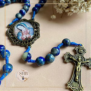 Terço com Medalha Nossa Senhora de Guadalupe em Lápis Lazuli